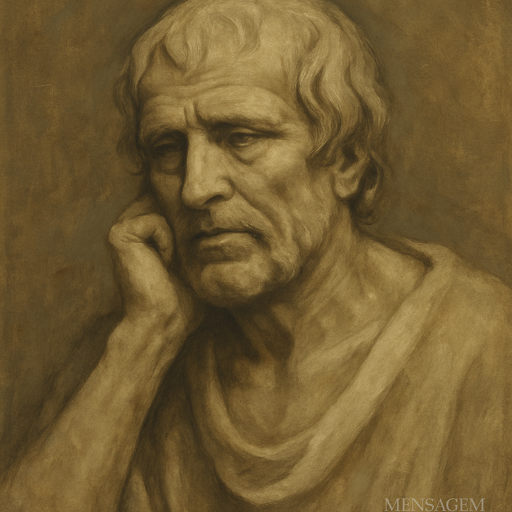 Frase estoica de Sêneca: “Não é a penúria que nos oprime, mas a ân...” – Mensagem de Hoje