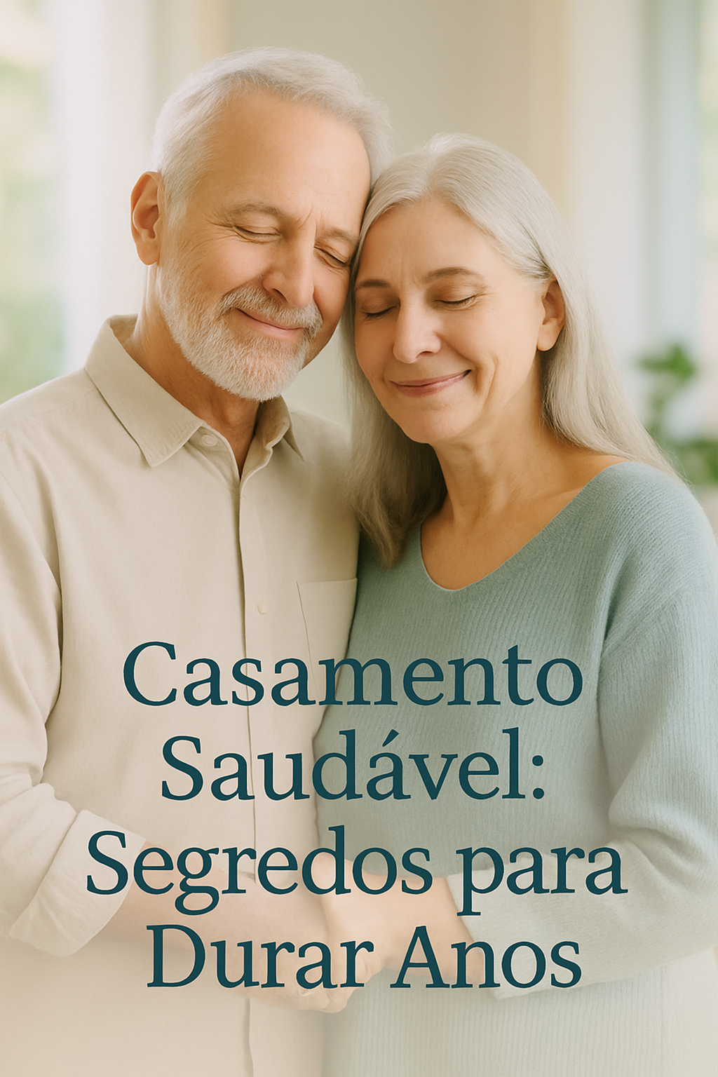 Casal sorrindo e se abraçando em um momento de carinho, simbolizando um casamento saudável e feliz.