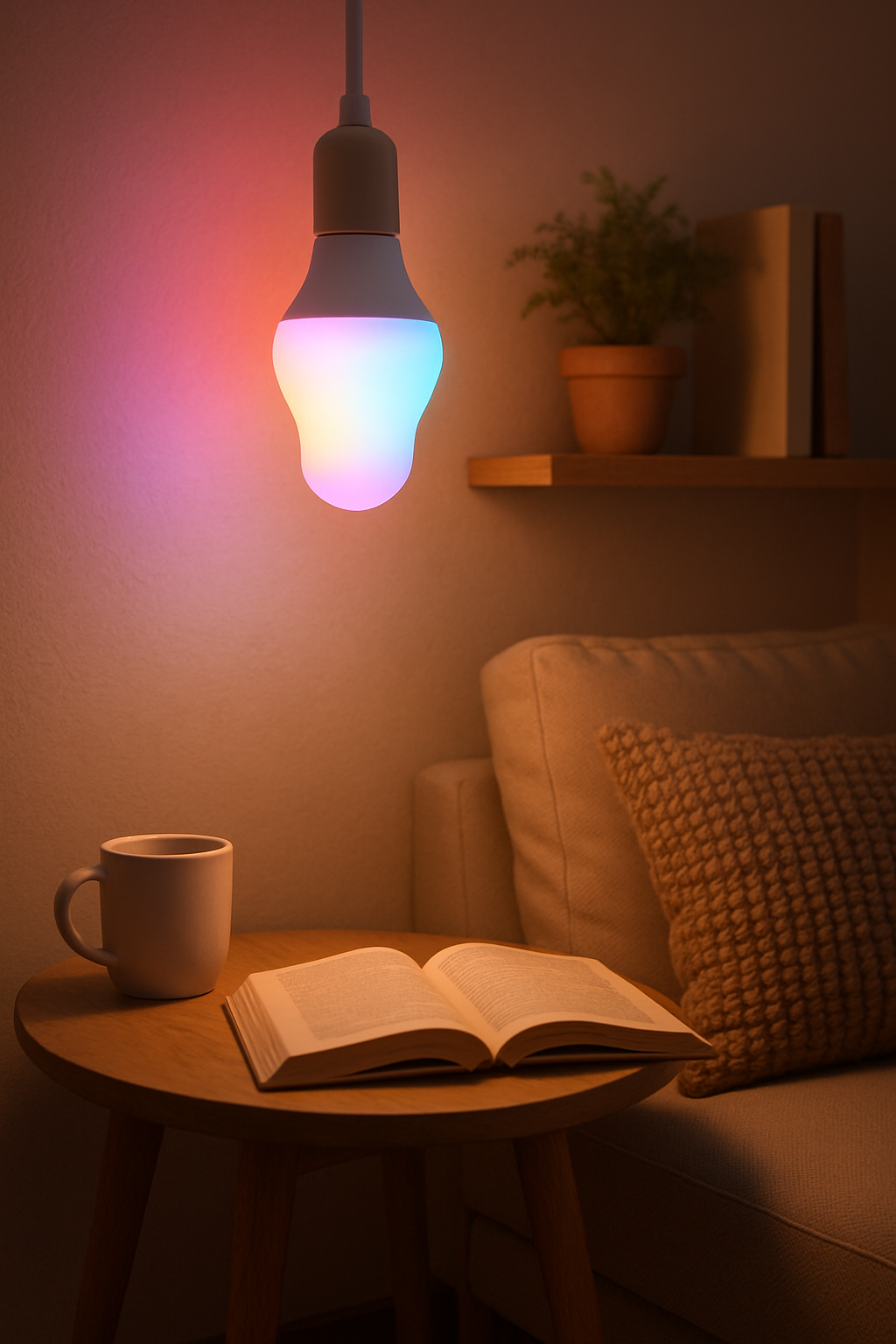 Lâmpadas inteligentes iluminando um ambiente moderno