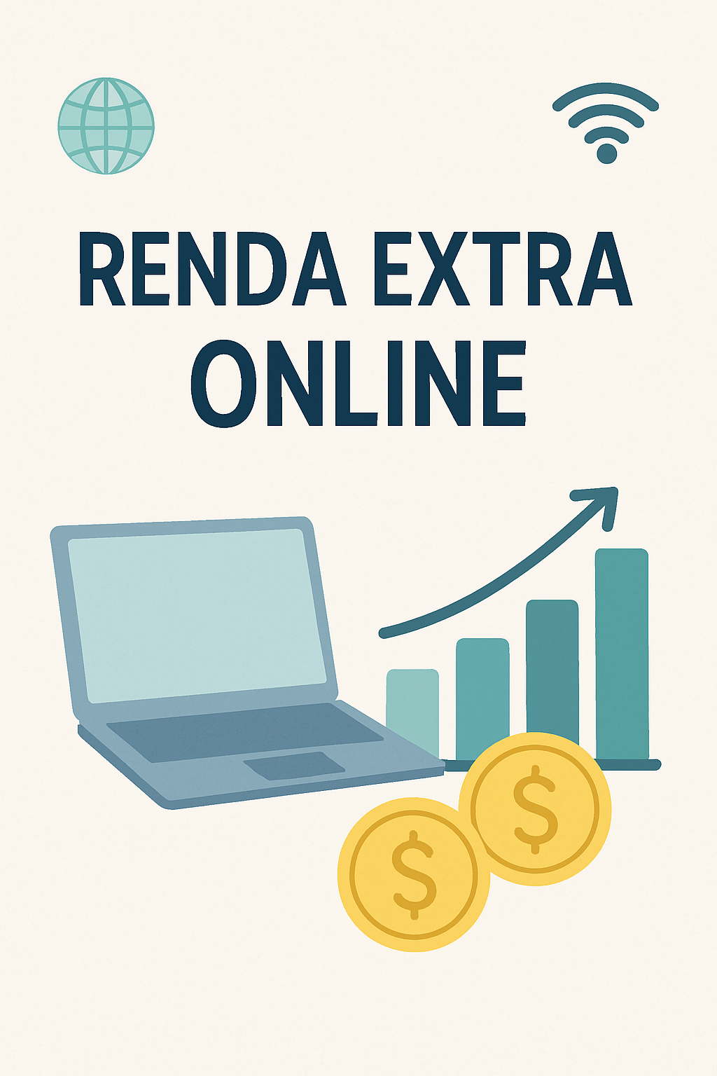 Ideias de Renda Extra Online para Complementar Salário 2 Pessoa sorrindo e trabalhando em um laptop com gráficos financeiros ao fundo, simbolizando o sucesso com renda extra online.
