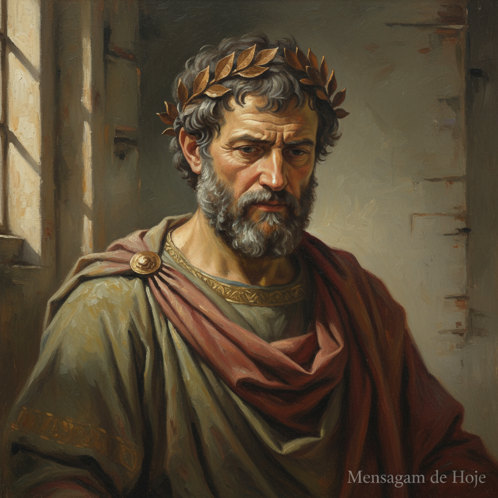 Frase estoica de Marco Aurélio: “Não perturbes a ti mesmo com o futuro; a...” – Mensagem de Hoje