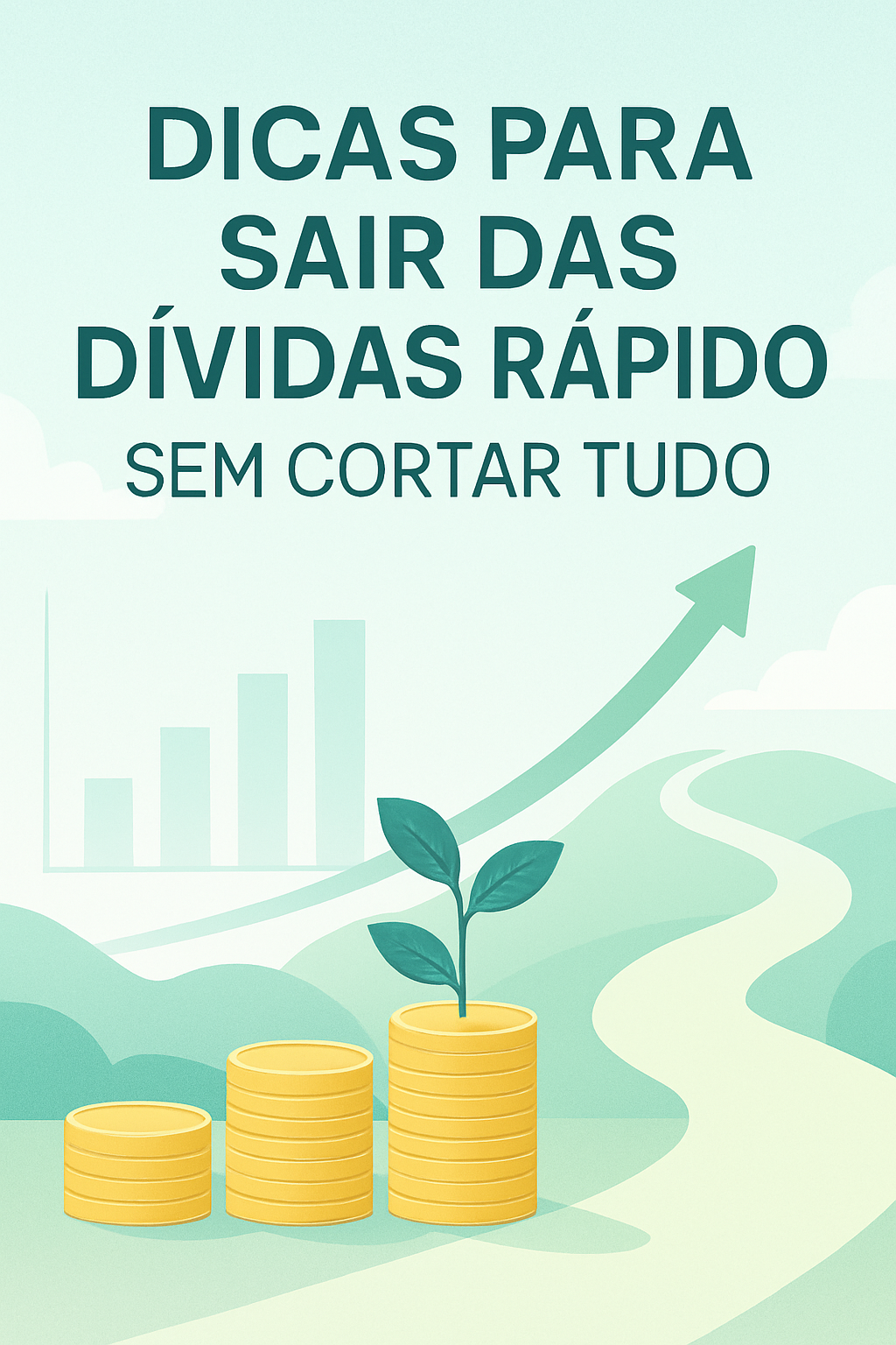 Uma pessoa sorrindo enquanto organiza notas de dinheiro e cartões de crédito em uma mesa limpa, simbolizando liberdade financeira e organização sem cortes drásticos.
