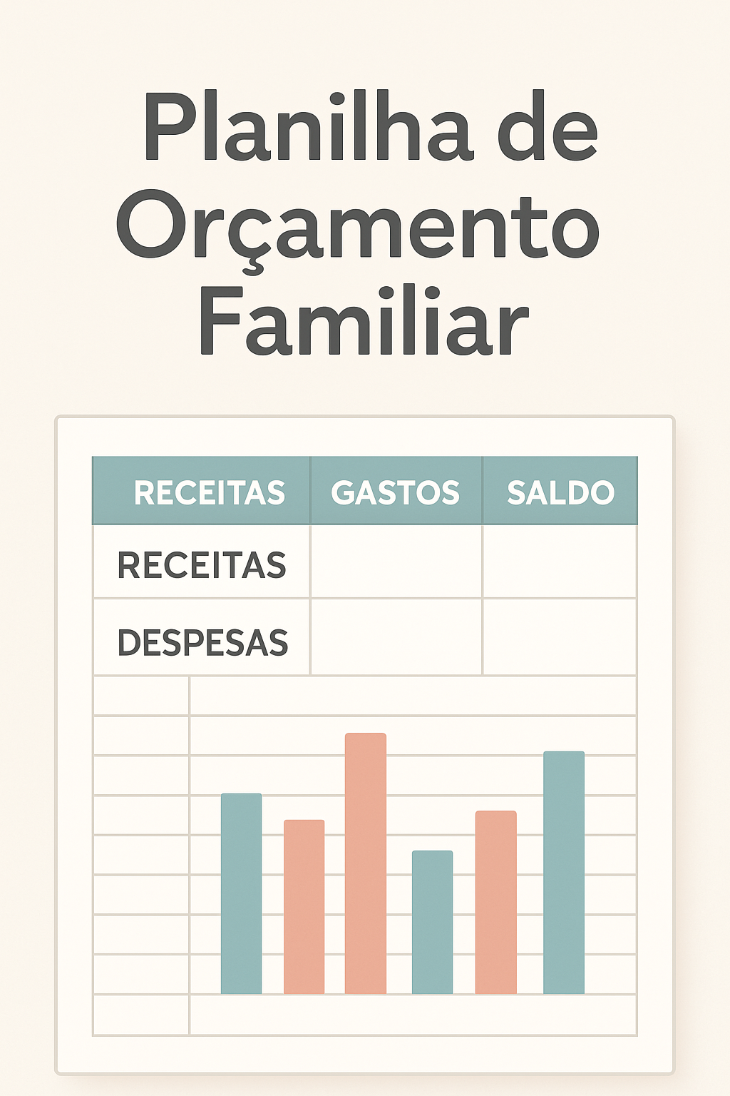 Mãos digitando em um laptop, com uma planilha de orçamento familiar mensal exibida na tela, acompanhada de itens como moedas, calculadora e um porquinho mealheiro.