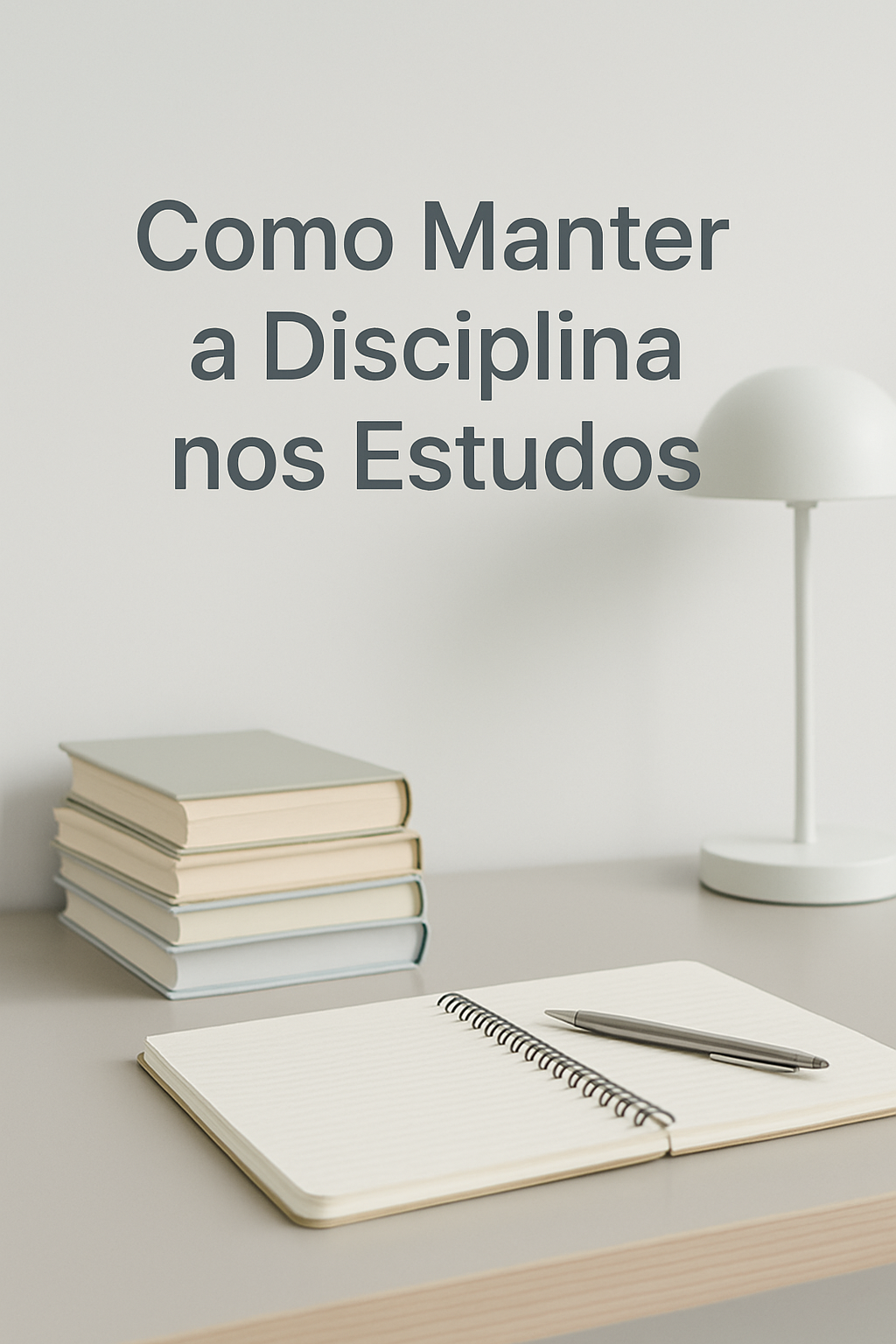 Uma pessoa jovem e determinada estudando em uma mesa organizada com livros e um notebook, simbolizando foco e disciplina nos estudos.