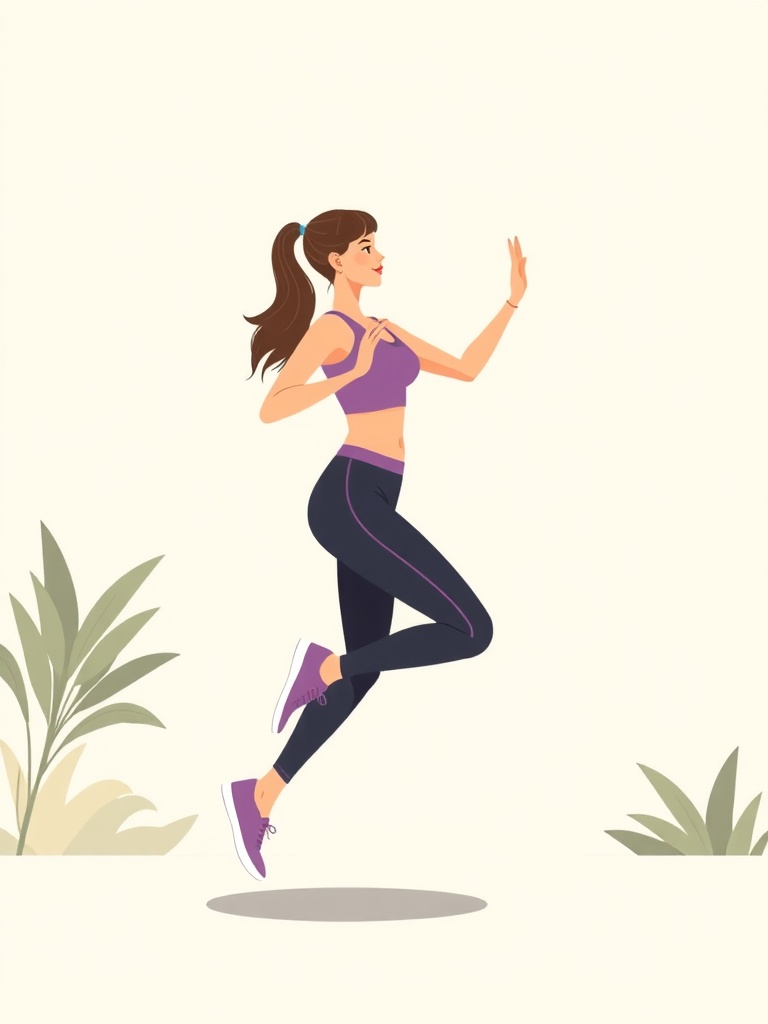 Mulher praticando bem-estar com disciplina e leveza em ilustração inspiradora