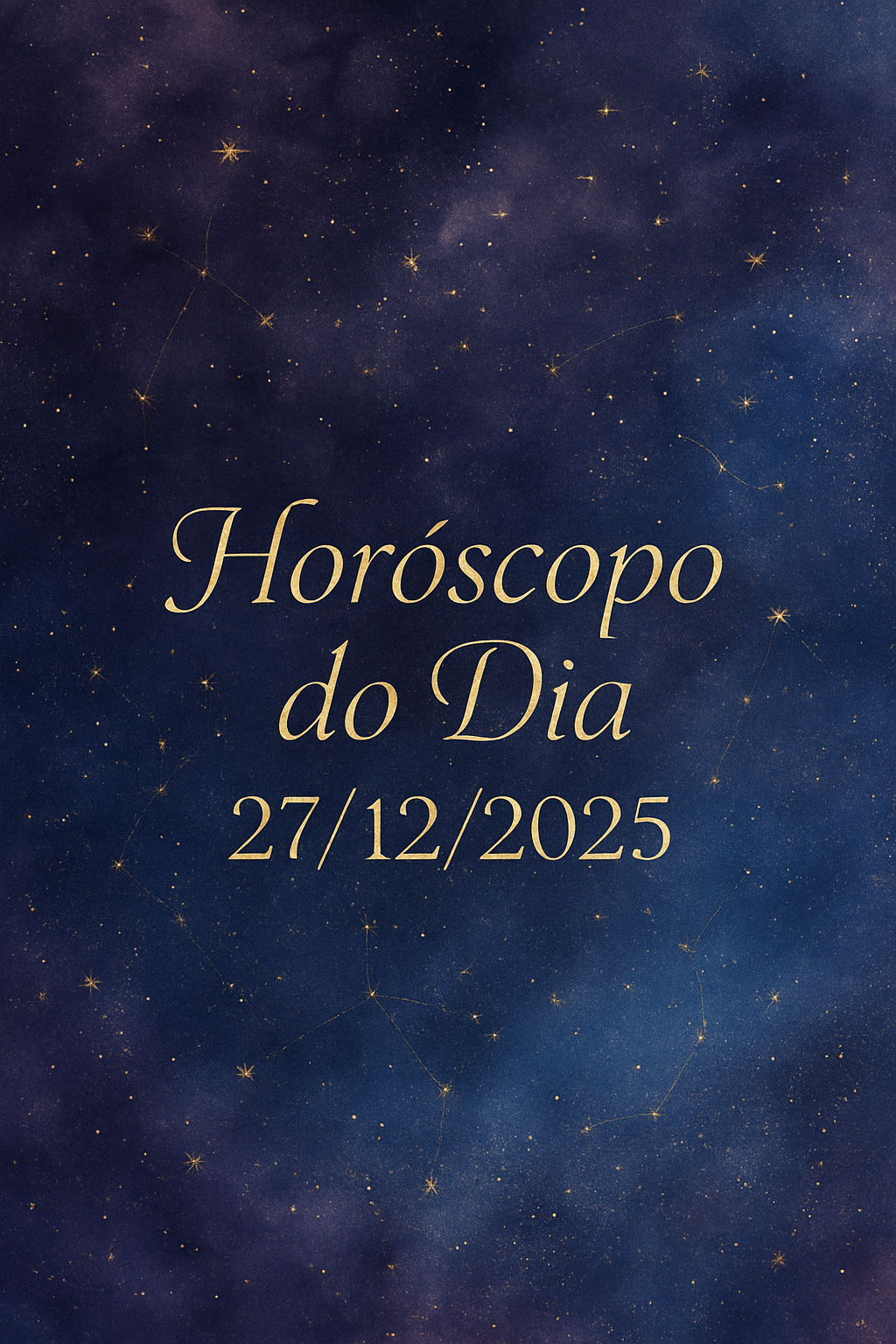 Imagem mística roxo e azul com texto Horóscopo do Dia 27/12/2025
