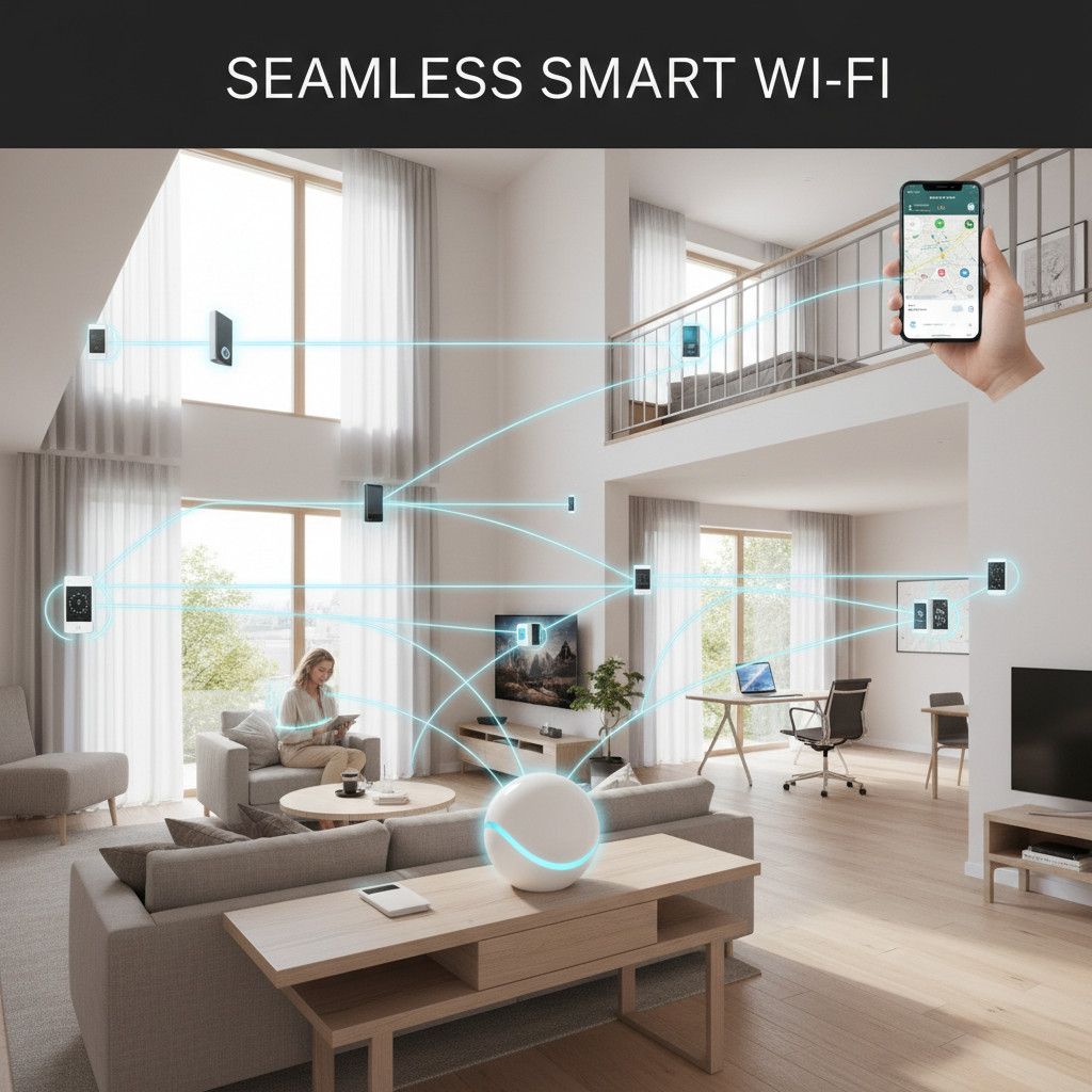 Sistema Mesh Wi-Fi para cobertura completa em casas grandes