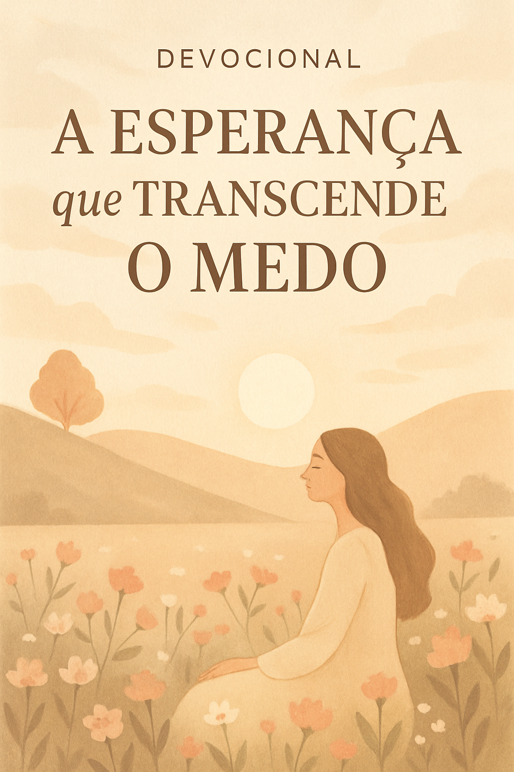 Uma imagem estilo Pinterest para um devocional, com cores suaves e o texto 