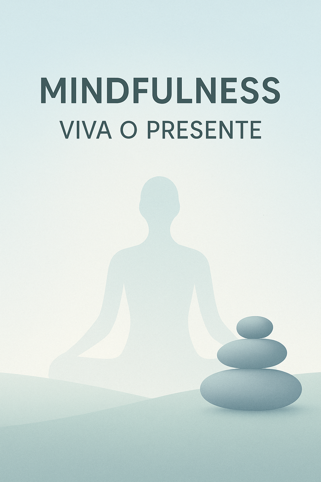 Pessoa meditando em posição de lótus em um campo verde ao pôr do sol, representando a paz e a serenidade das práticas de mindfulness para viver o presente.