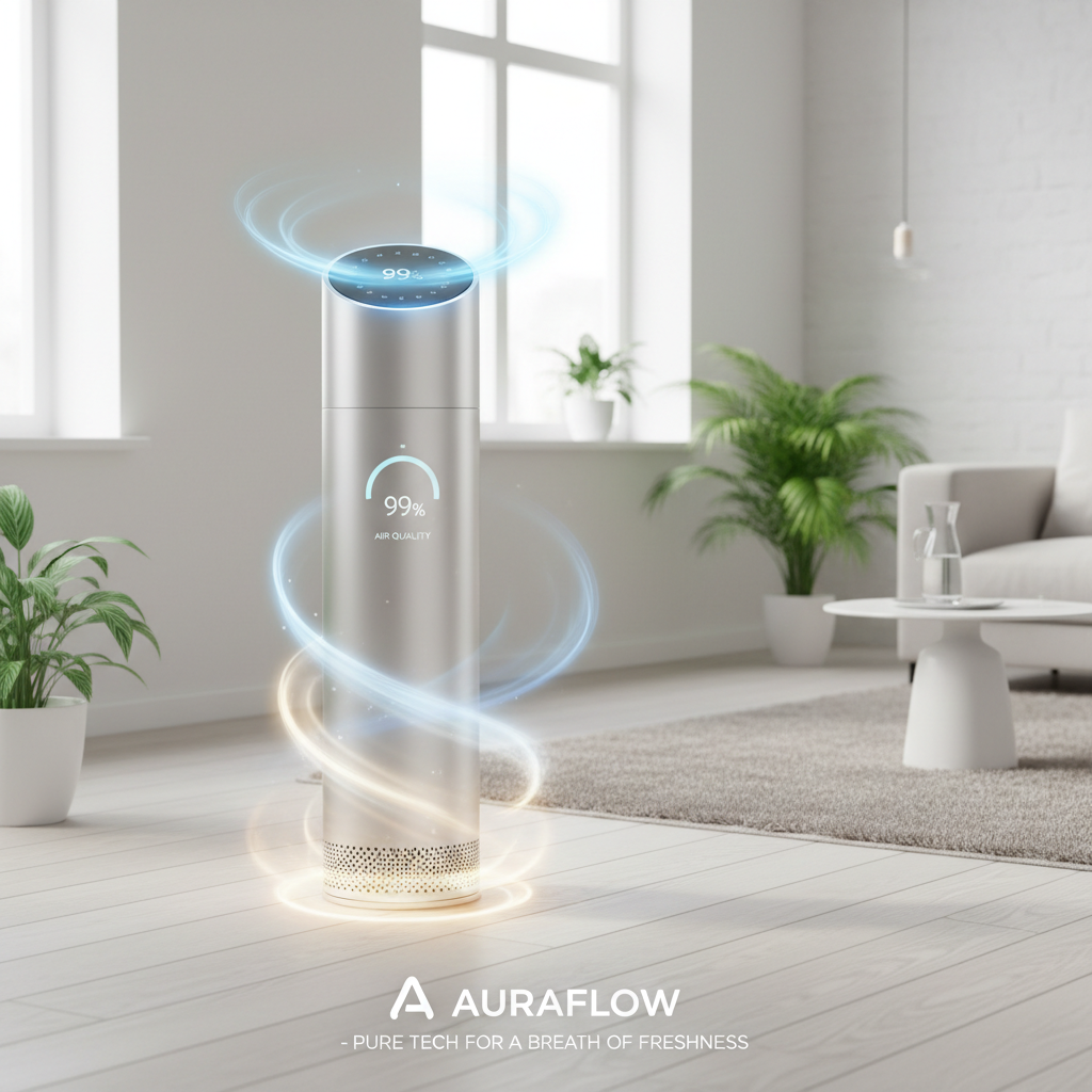 Purificador de ar moderno em ambiente limpo e com luz