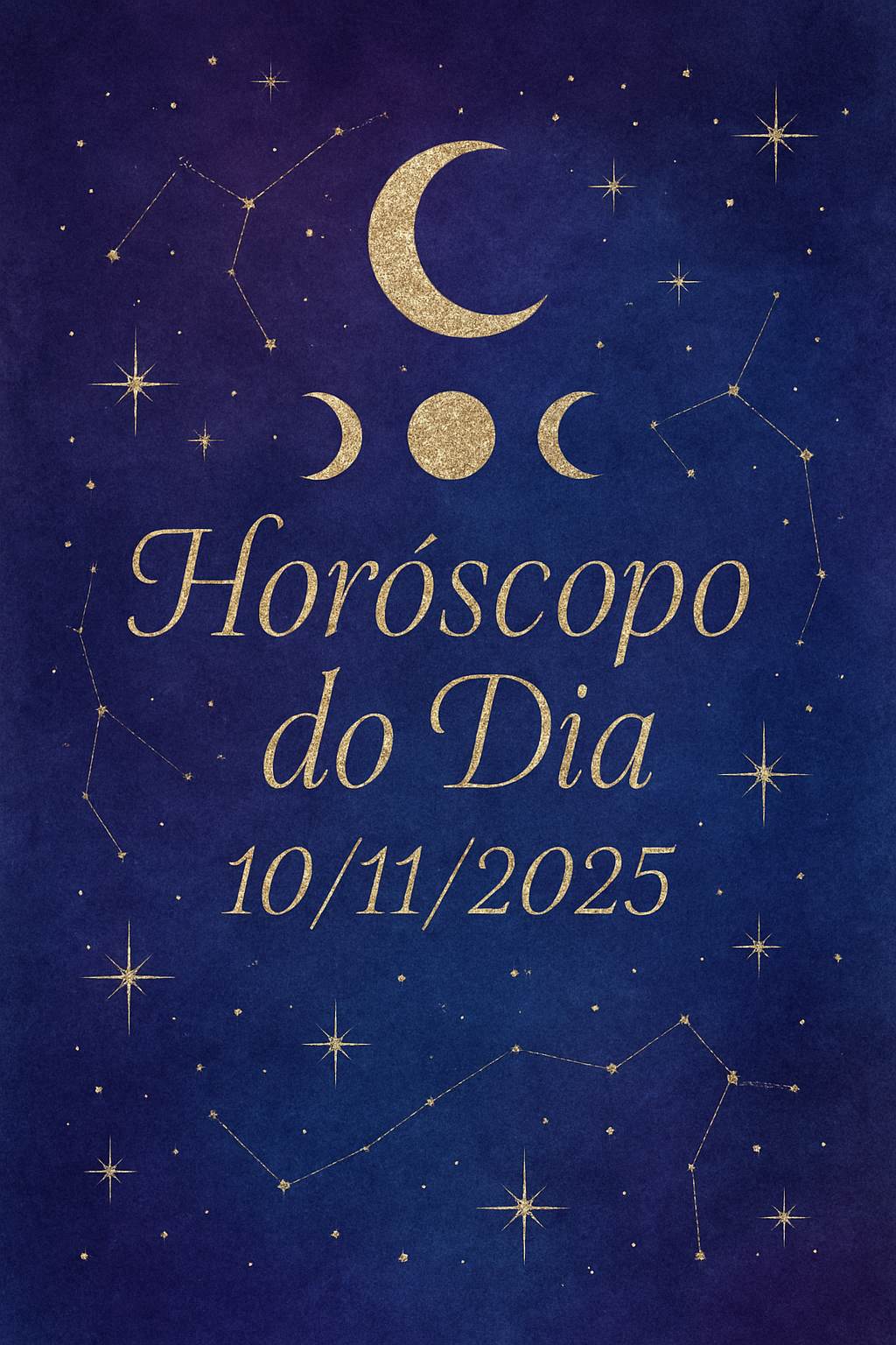 Horóscopo do Dia 10/11/2025 - Estética mística com tons de roxo e azul e detalhes em dourado