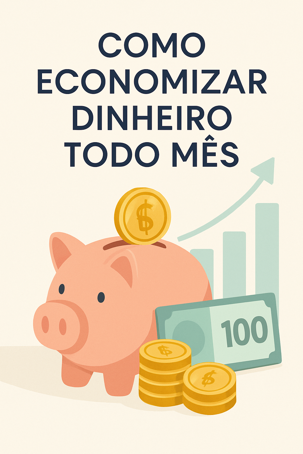 Uma pilha de moedas e notas empilhadas com um pequeno broto crescendo de cima, simbolizando crescimento e economia financeira.