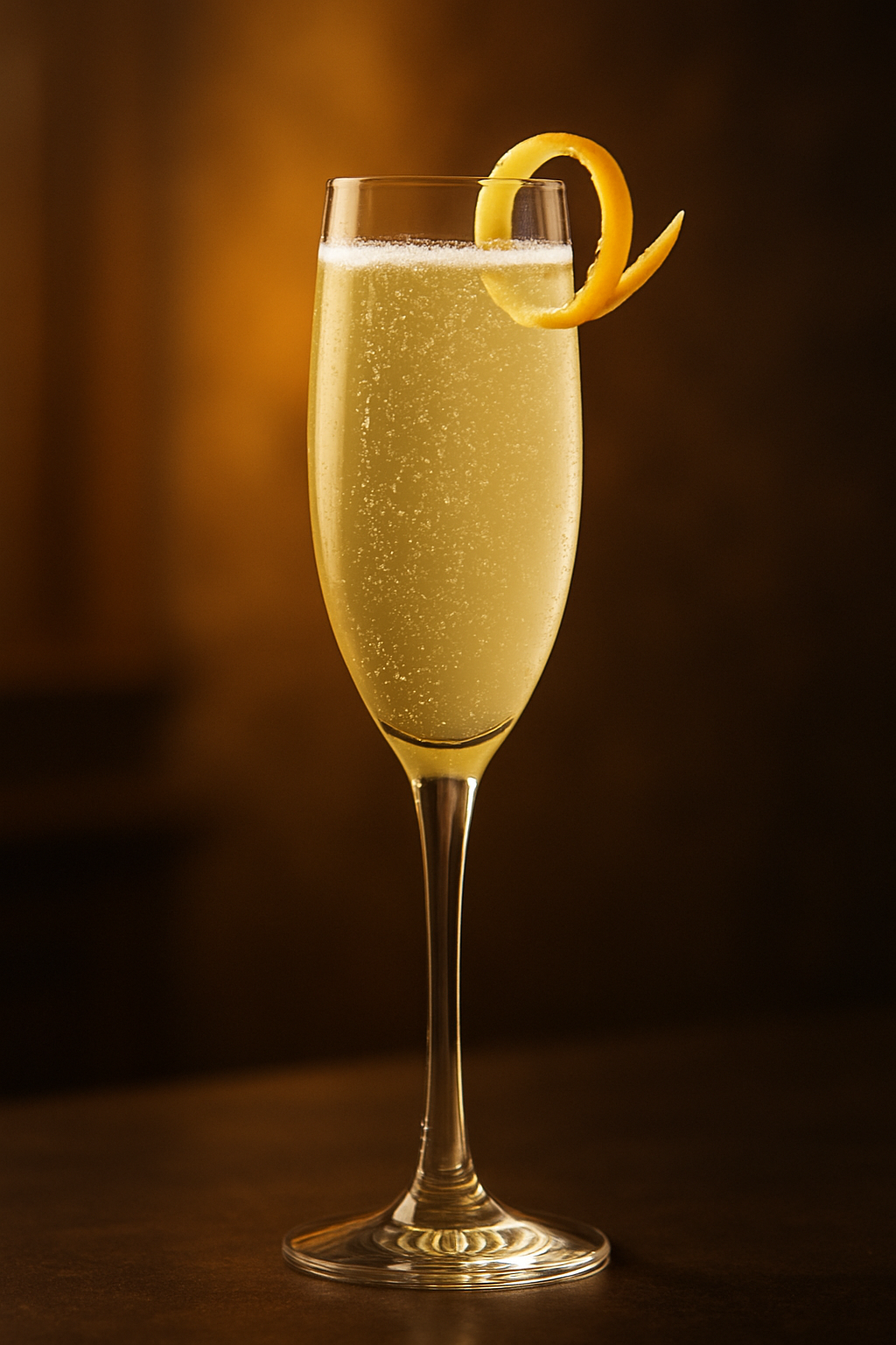 French 75: Um Clássico Atemporal Entre os Coquetéis 2 French 75, um coquetel elegante em taça flute, com twist de limão.