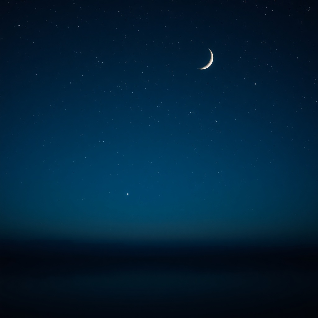 Céu noturno sereno com lua e estrelas