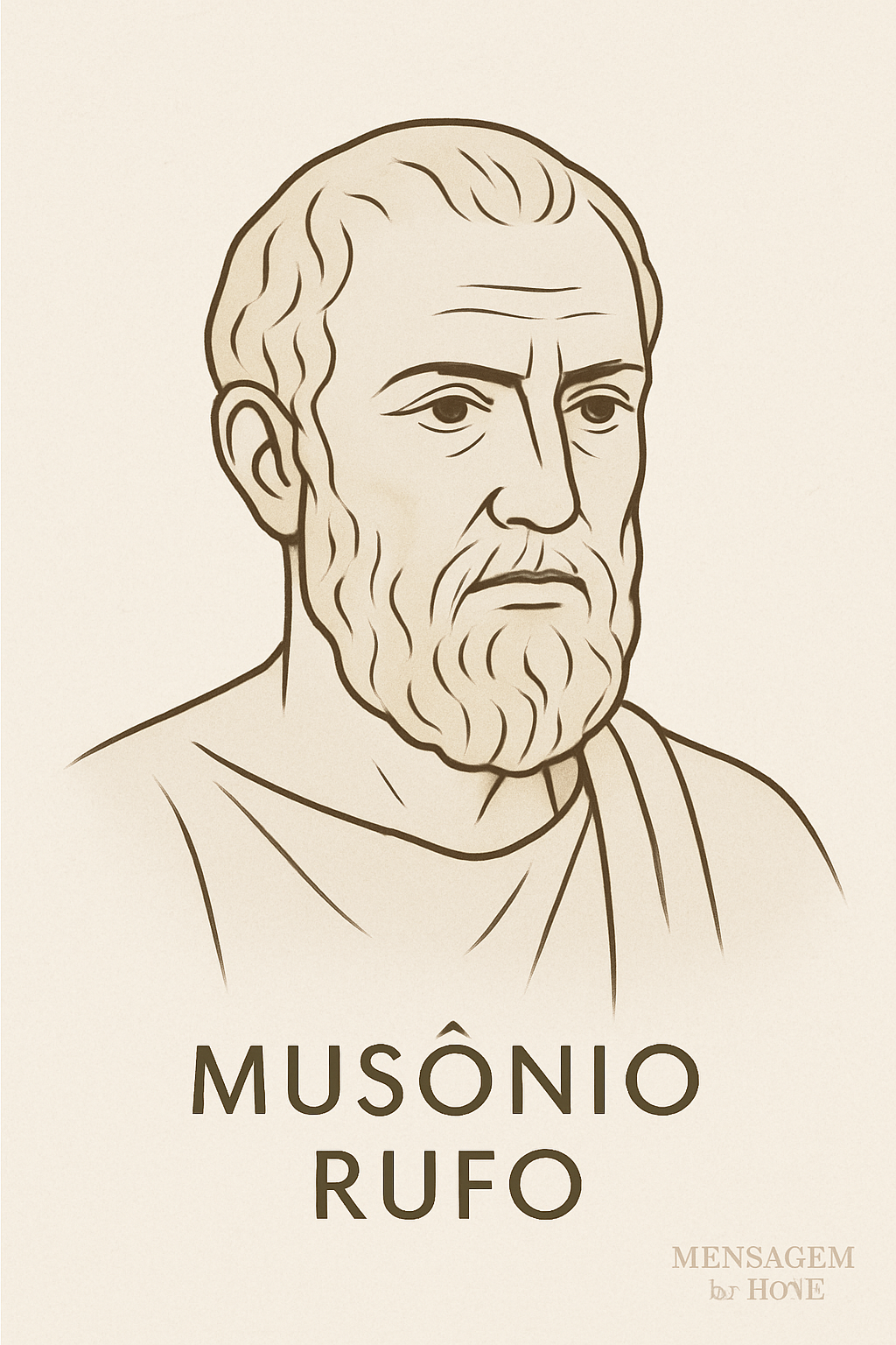 Frase estoica de Musônio Rufo: “A virtude não se adquire em discursos va...” – Mensagem de Hoje
