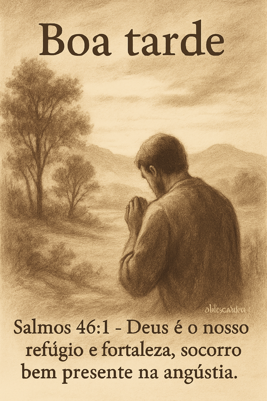 Imagem inspiradora com o versículo Salmos 46:1 representando fé e confiança em Deus