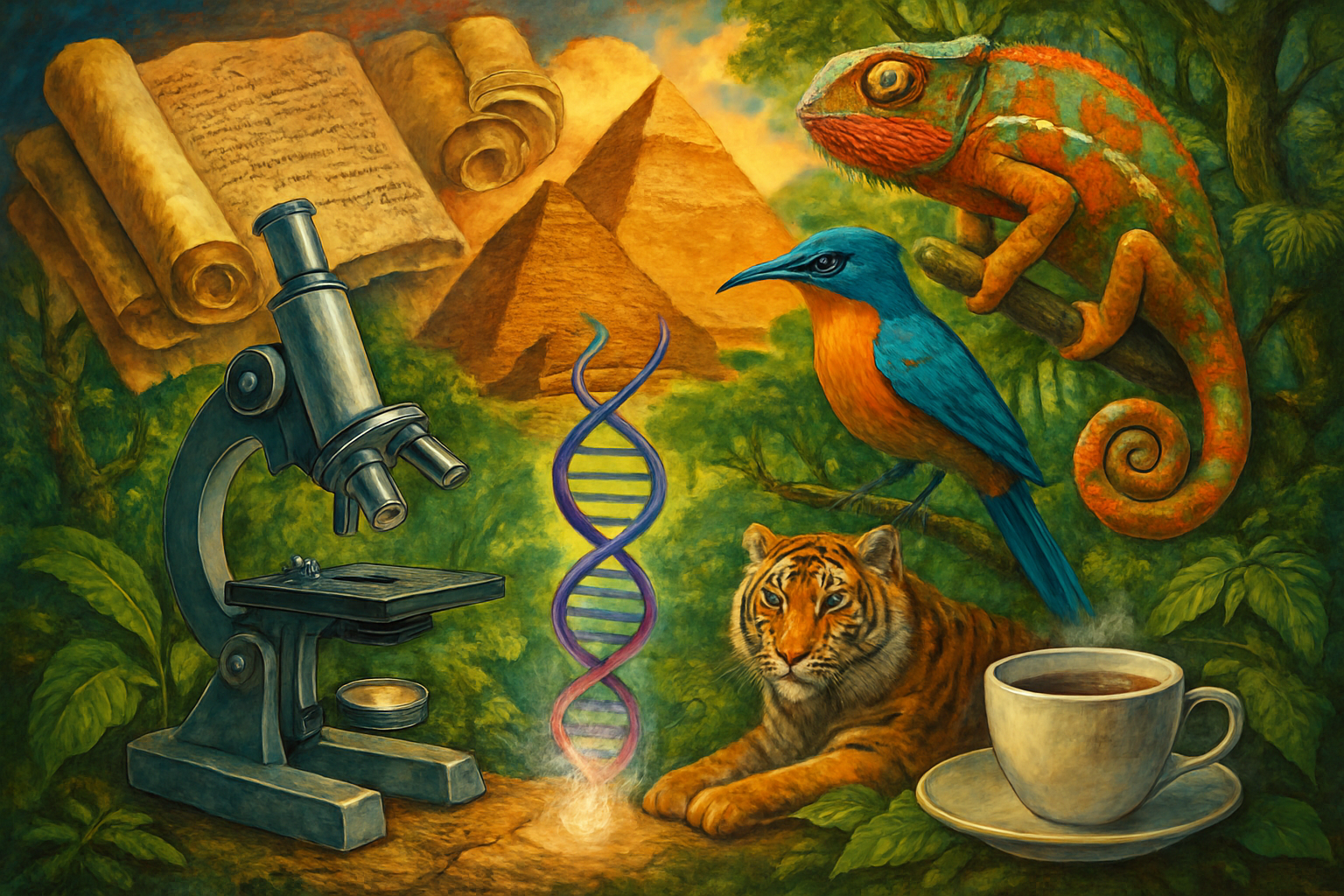 Colagem de curiosidades incríveis sobre ciência, história, natureza e cotidiano.