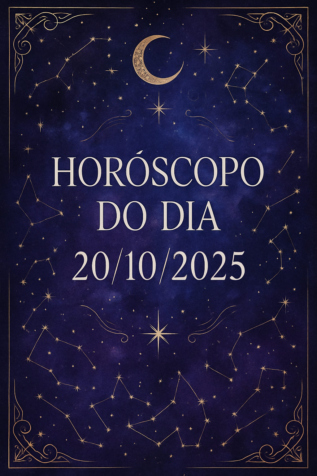 Imagem mística com texto Horóscopo do Dia 20/10/2025