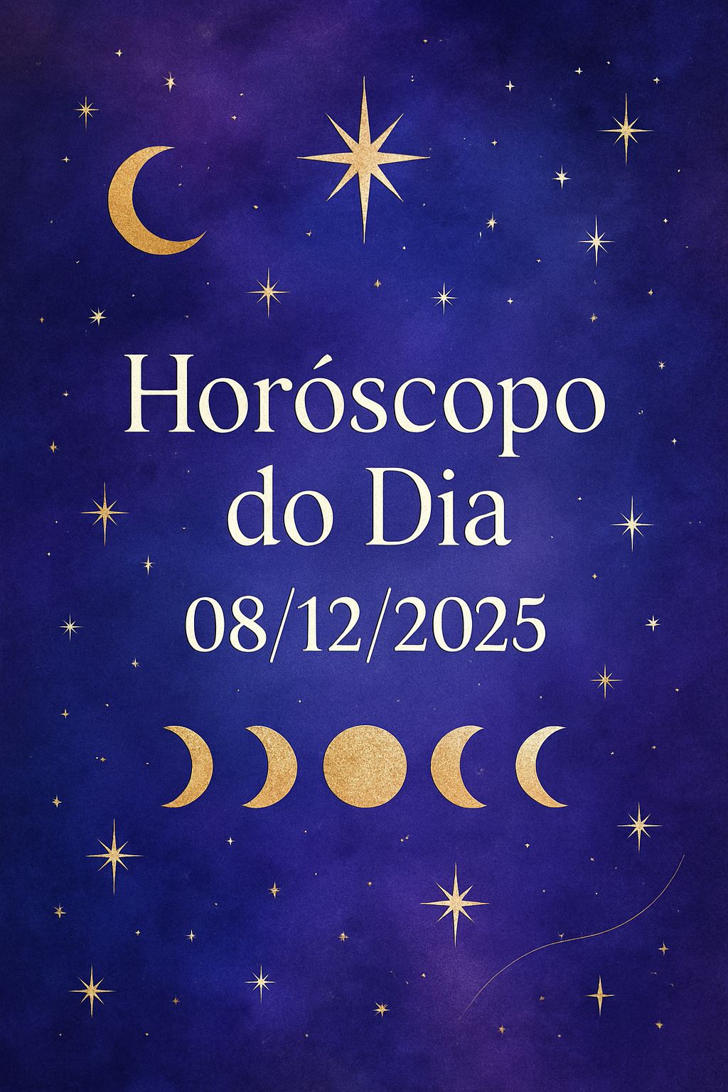 Horóscopo Zen 08/12/2025 Horóscopo do Dia 08/12/2025 - Estética mística com tons de roxo e azul